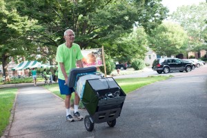 In the shadow of the bell tower, faculty helped students returning to Sweet Briar.