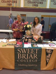 Alumnae at work: Sara Rothamel and me at the Broadneck College Fair.